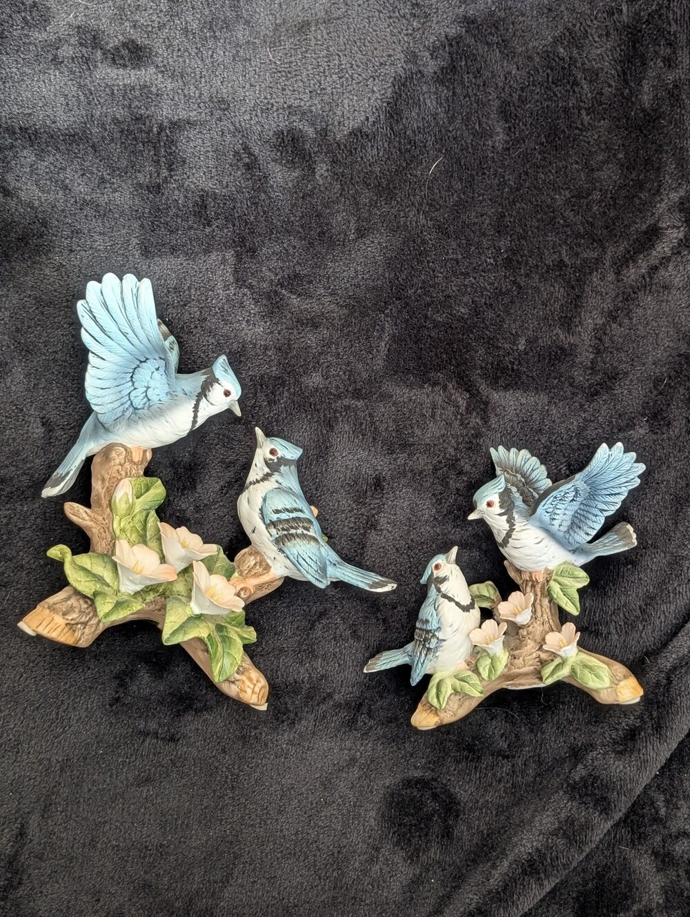 Two Vintage Porcelain Blue Jay Figurines Arnart